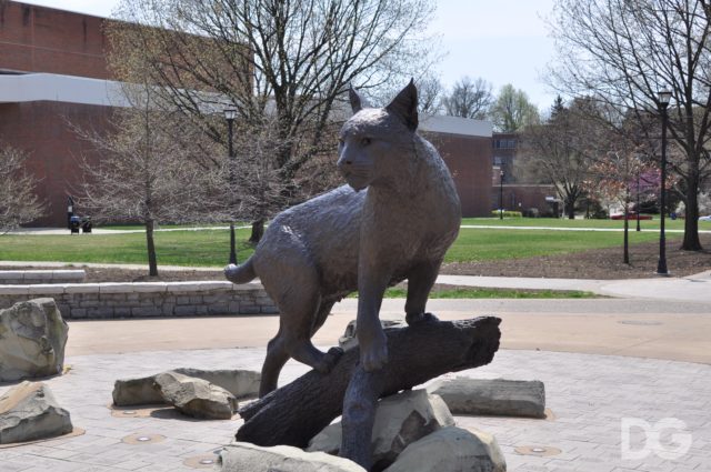 spring semester The Wildcat Sculpture in Front of Memorial Coliseum on the campus of the University of Kentucky